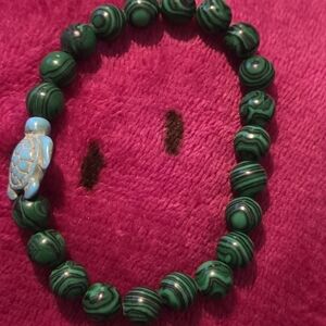 ​ Slow & Steady Malachite Turtle Bracelet —